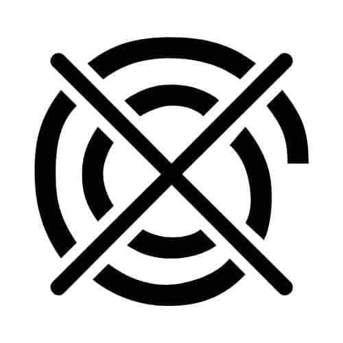 Vaatteen tai muun tekstiilin pesumerkintänä spiraali, jonka päällä on rasti tarkoittaa, että linkous on kielletty. Valitse pesuohjelma ilman linkousta.